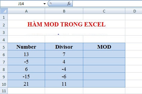 Hàm mod trong excel giúp trả về kết quả là số dư của phép tính