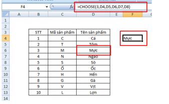 Cách dùng hàm CHOOSE