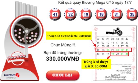 Ví dụ về cách dò vé số 6/45