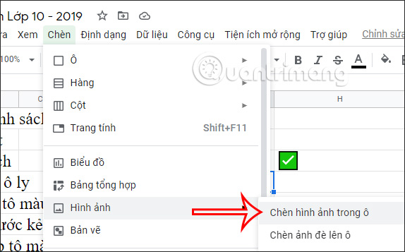 Chèn Biểu Tượng Checkbox Bằng Hình Ảnh Trong Google Sheets