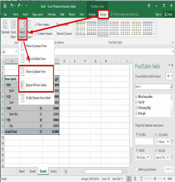 Lọc Dữ Liệu Trùng Bằng Pivot Table Trong Excel