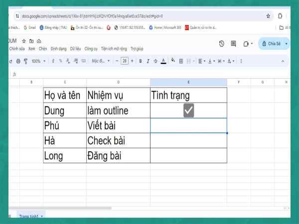 Chèn Biểu Tượng Checkbox Bằng Hàm CHAR Trong Google Sheets